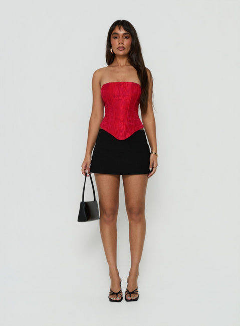 Ameliaa Strapless Corset Top Red