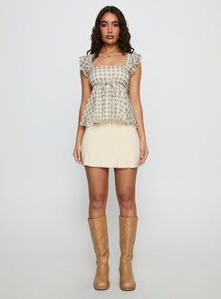 Auroraah Frill Top Yellow Check