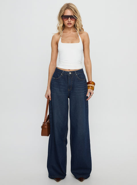 Naylor Mid Rise Wide Leg Jeans Mid Blue Denim Tall