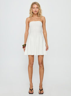 Alaini Strapless Knit Mini Dress White