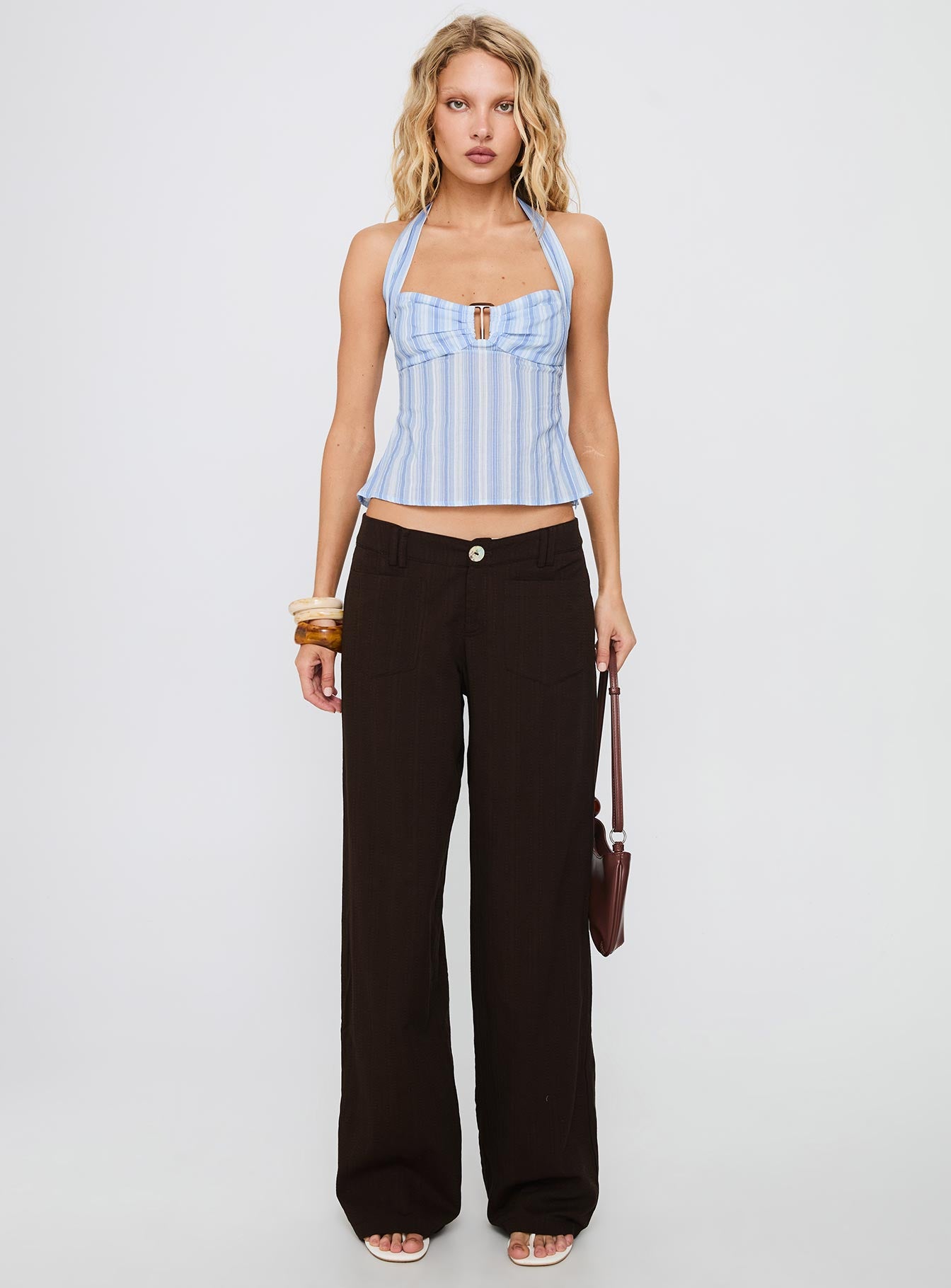 Isabetta Halter Top Blue Stripe