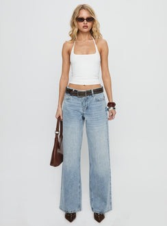 Serenitia Mid Rise Straight Leg Jeans Light Wash