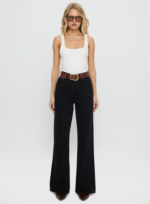 Maple Mid Rise Flare Washed Black