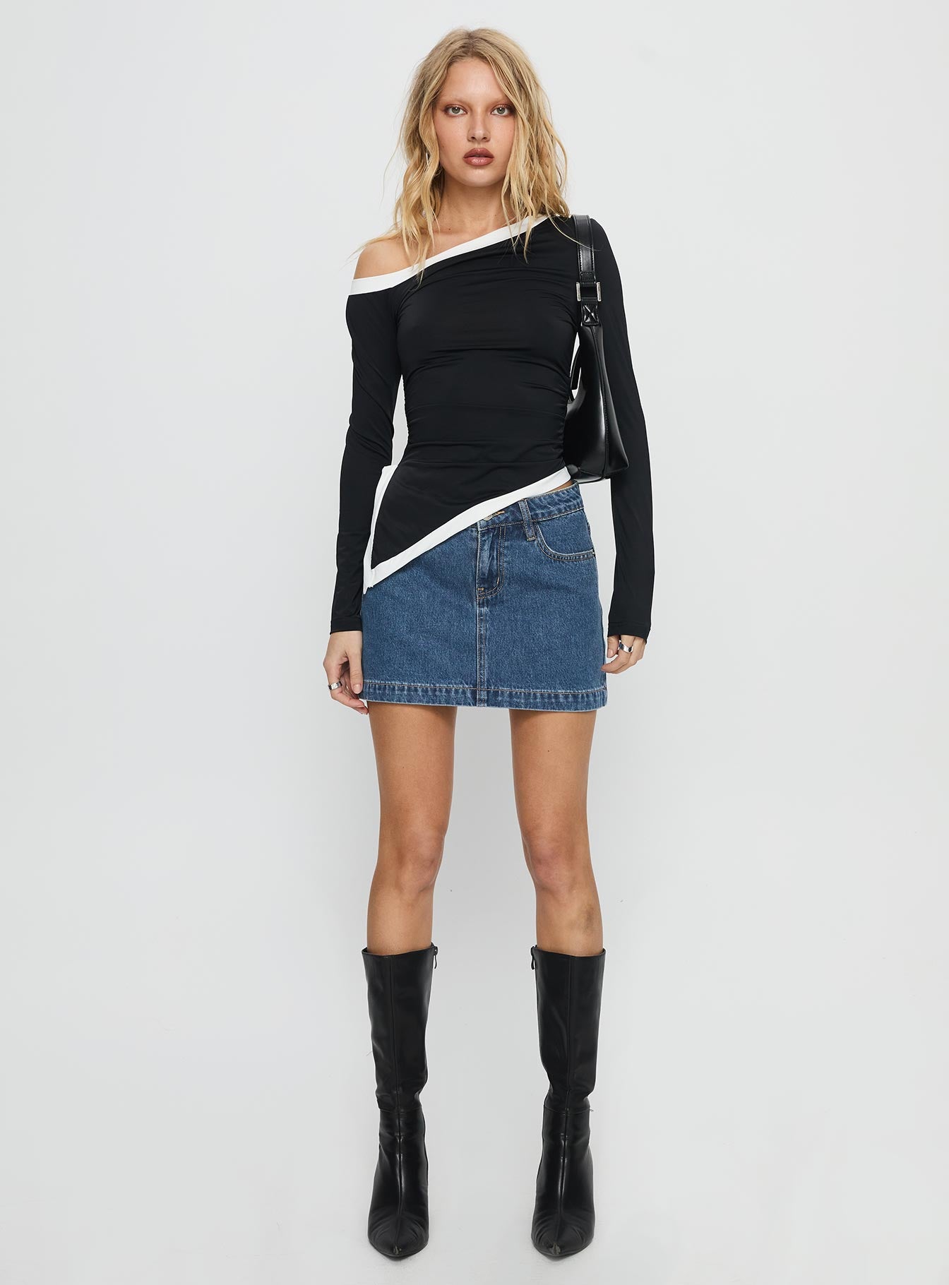 Nickei Denim Mini Skirt Mid Wash