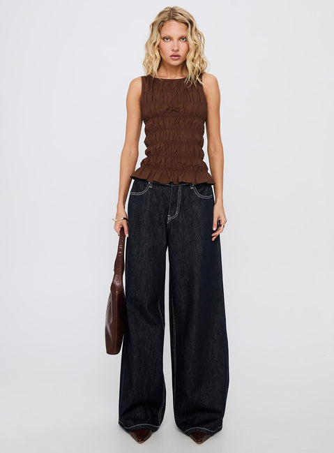 Marleene Shirred Top Chocolate