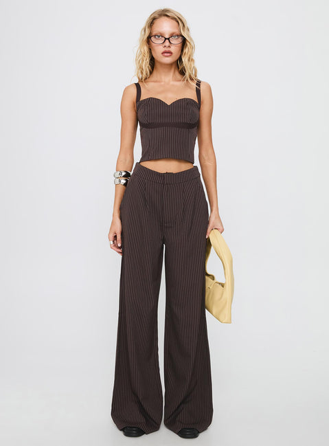Briana Set Chocolate Pinstripe