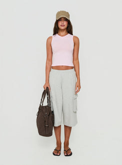 Camrynn High V Boxy Vest Top Pink