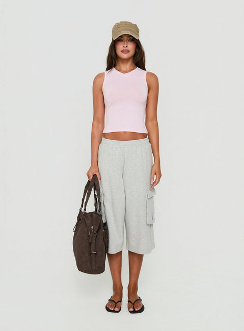 Camrynn High V Boxy Vest Top Pink