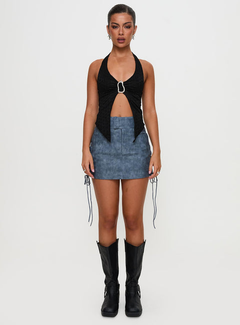 Ceejay Faux Leather Mini Skirt Slate