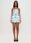 Sunkiss Frill Mini Dress White / Blue Petite