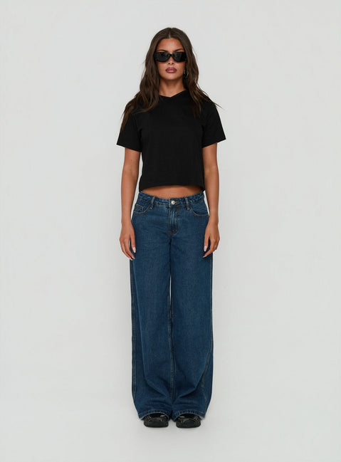 Dealia High V Boxy Tee Black