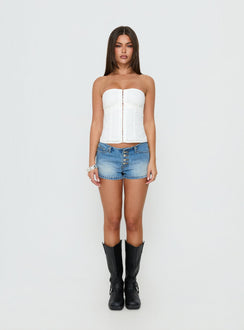 Speechless Lace Trim Strapless Top White