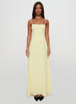 South Of France Sheer Maxi Dress Yellow Petite