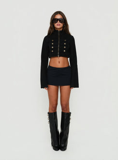 Stage Left Cropped Military Jacket Black
