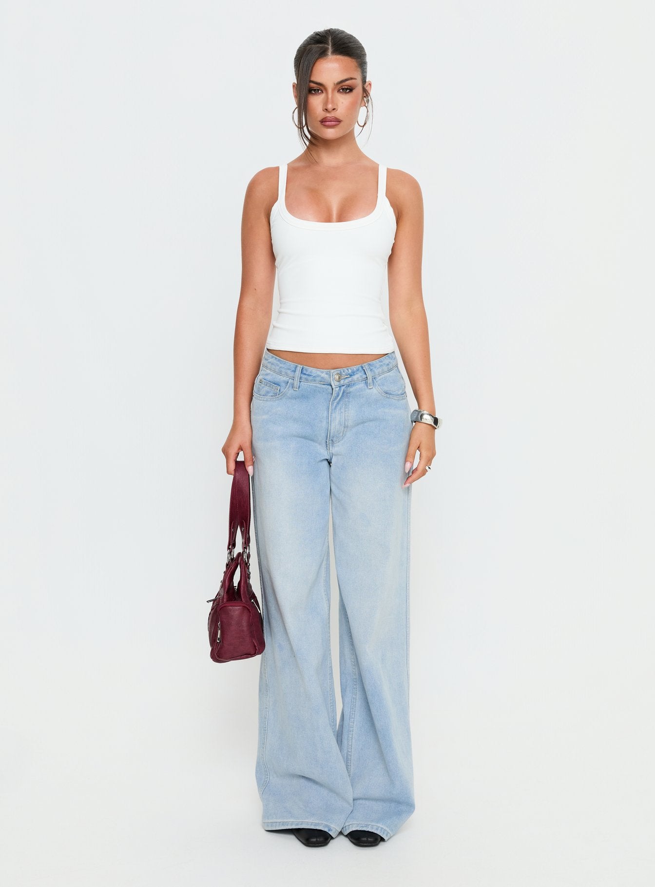 Kasper Cinched Longline Tank Top White