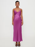 front view of model wearing Princess Polly Maguire Maxi Dress Purple Plunger 