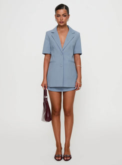 Bisou Bisou Short Sleeved Blazer Blue