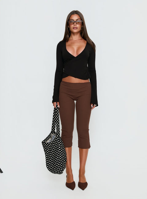 Stefanee Long Sleeve Wrap Top Black