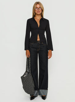 Emersonne Button Up Top Black