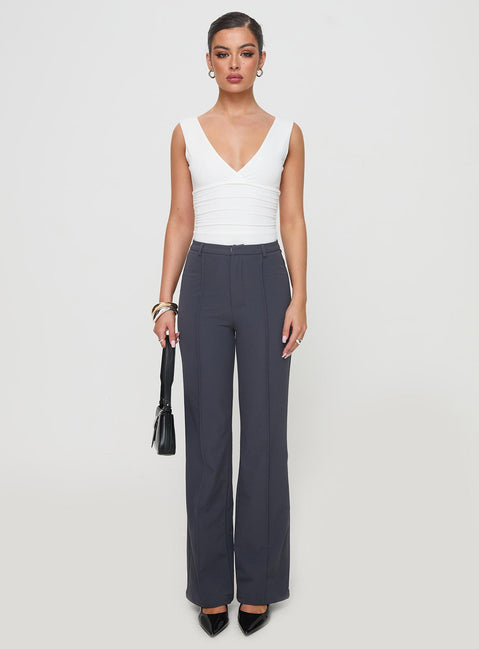 front view of model wearing Princess Polly Klaude Bodysuit White Sleeveless Plunger 