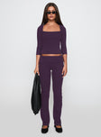 So American Rib 3/4 Sleeve Top Purple