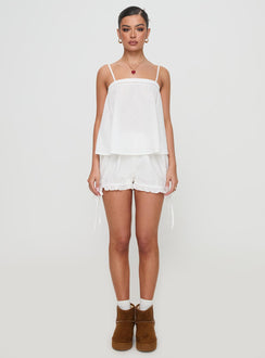 Invisible String Lace Sleep Short White