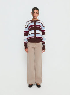 Soline Knit Cardigan Blue / Brown Stripe
