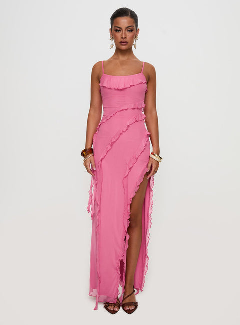 Valerian Frill Maxi Dress Pink