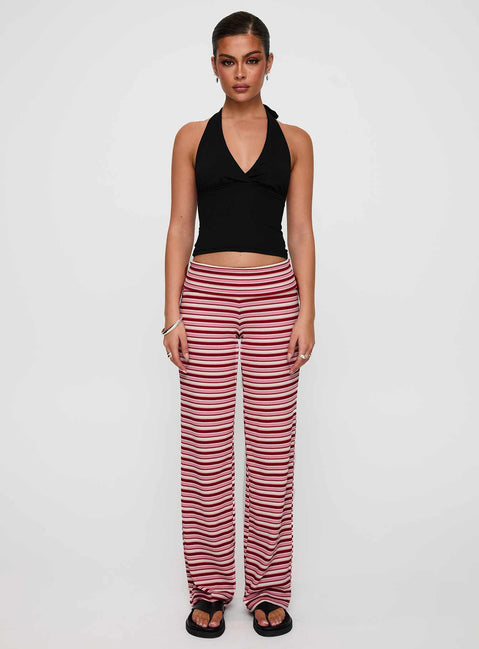 front view of model wearing Princess Polly Dreamgirl Folded Pant Pink Multi Mid Rise Pants 