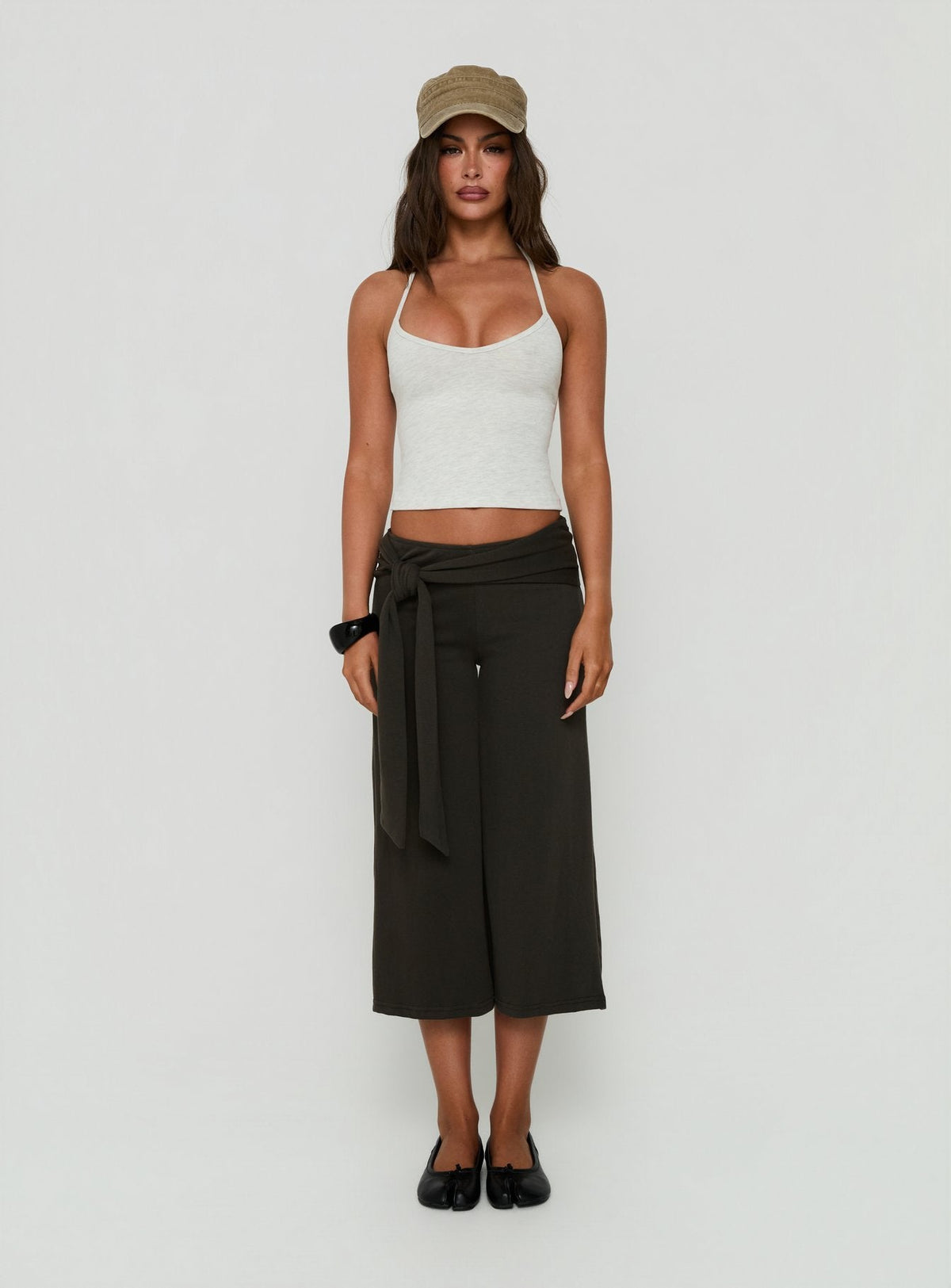 Allena Gaucho Tie Detail Shorts Slate
