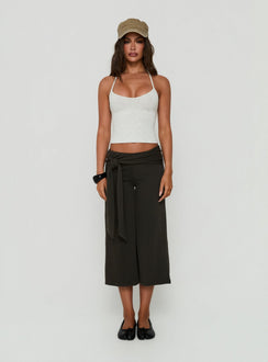 Allena Gaucho Tie Detail Shorts Slate