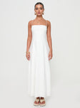 front view of model wearing Princess Polly Brightwell Maxi Dress White Square Neck 