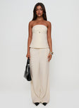 front view of model wearing Princess Polly Irresistible Wide Leg Pant Cream High Waisted Pants 