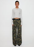 front view of model wearing Princess Polly Briony Jeans Camouflage Low Rise Jeans 