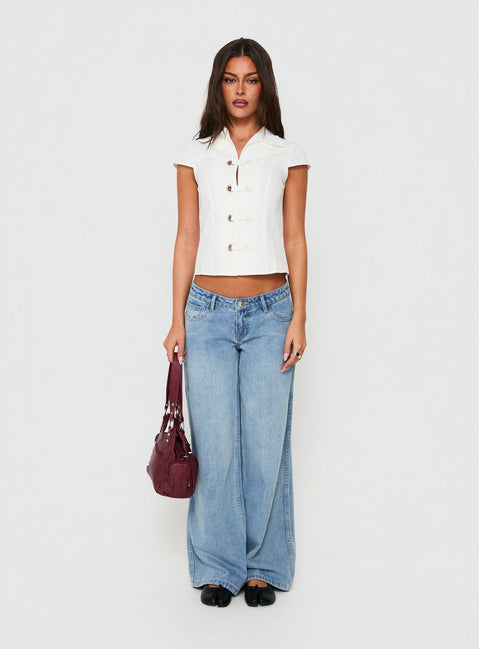 Daleah Frog Closure Top White