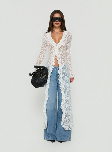 Long Nights Langarm-Maxikleid aus Spitze Moonlight