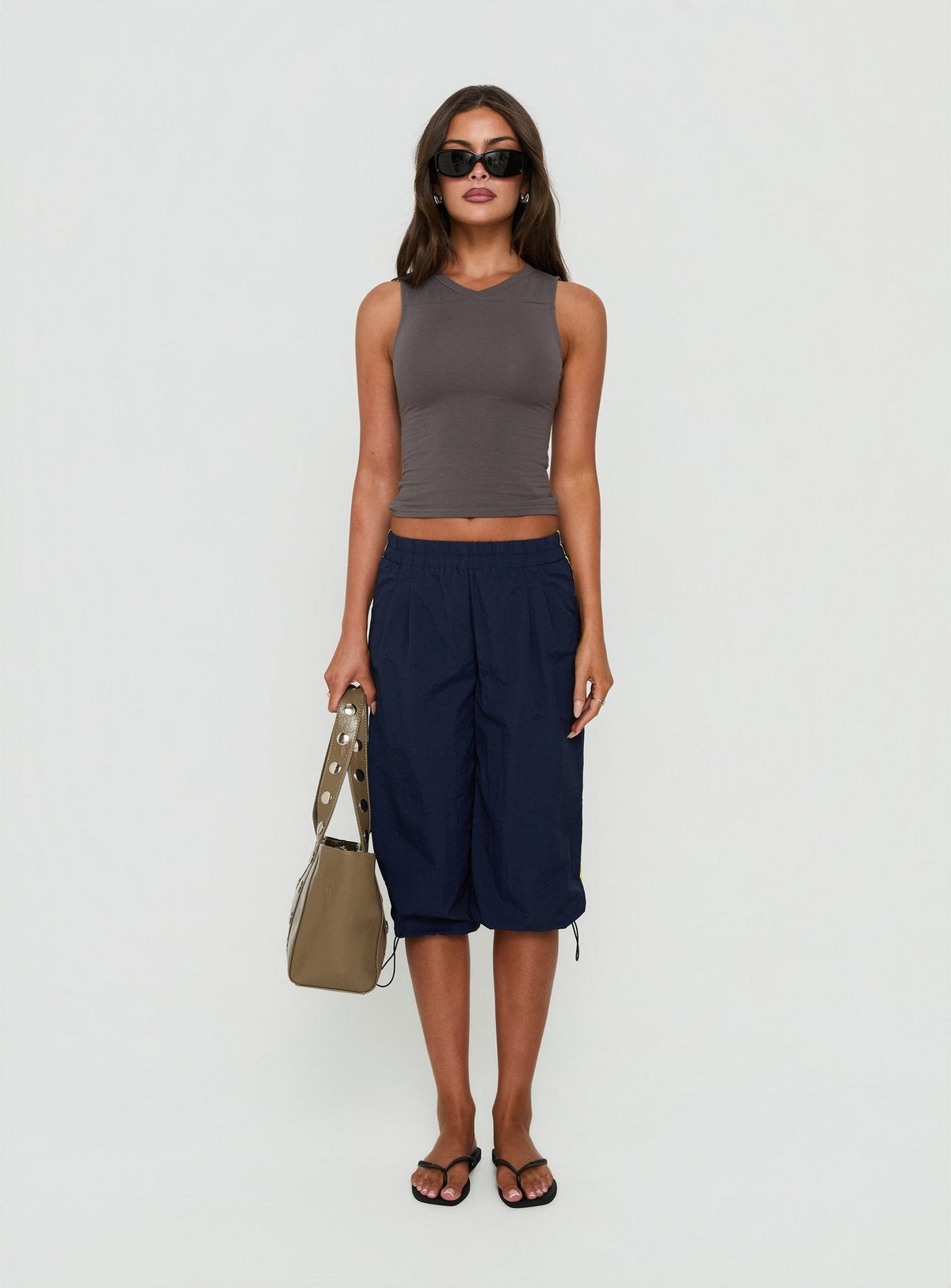 Riyah 3/4 Low Rise Nylon Trousers Navy