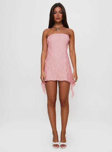 Tomika Strapless Mini Dress Pink Petite