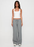 front view of model wearing Princess Polly All Day Straight Leg Sweatpants Grey Marle Low Rise Pants 