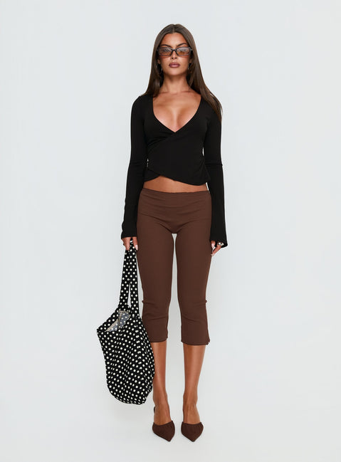 Baseline Rib Capri Pants Chocolate
