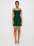 Celena Mini Dress Forest Green Burnout