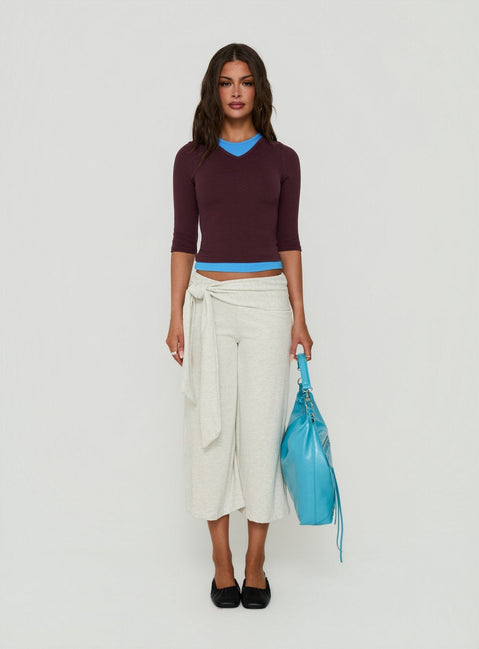 Allena Gaucho Shorts mit Bindedetail Grau Melange