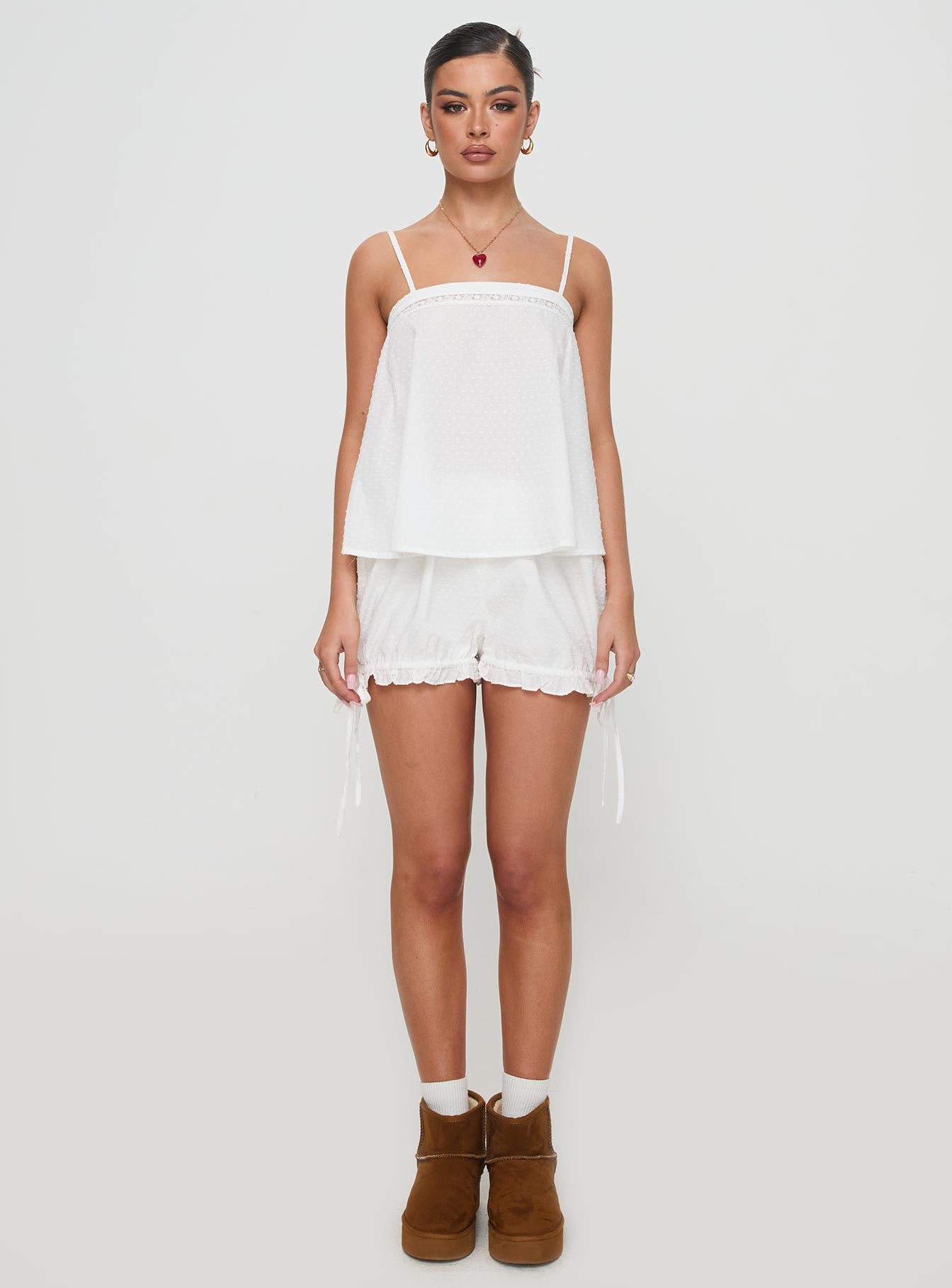 Invisible String Lace Sleep Top White