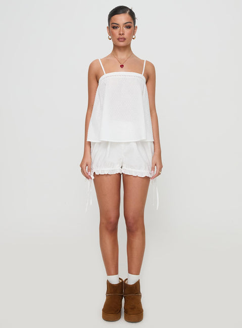 Invisible String Lace Sleep Top White