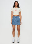 Chillders Denim Mini Skirt Mid Wash Tall