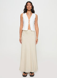   front view of model wearing Princess Polly All In Maxi Skirt Beige Maxi 