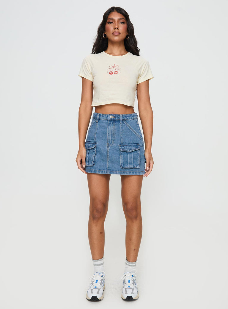 Chillders Denim Mini Skirt Mid Wash Petite