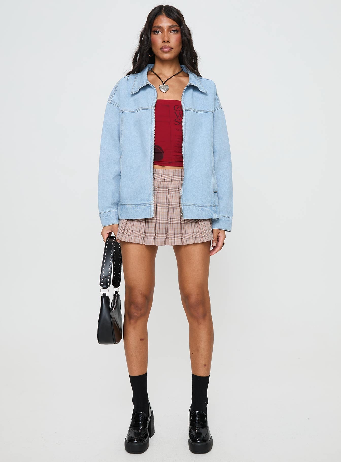 Denim Denim bomber jacket Pointed collar, zip fastening down front, twin hip pockets, single button cuff