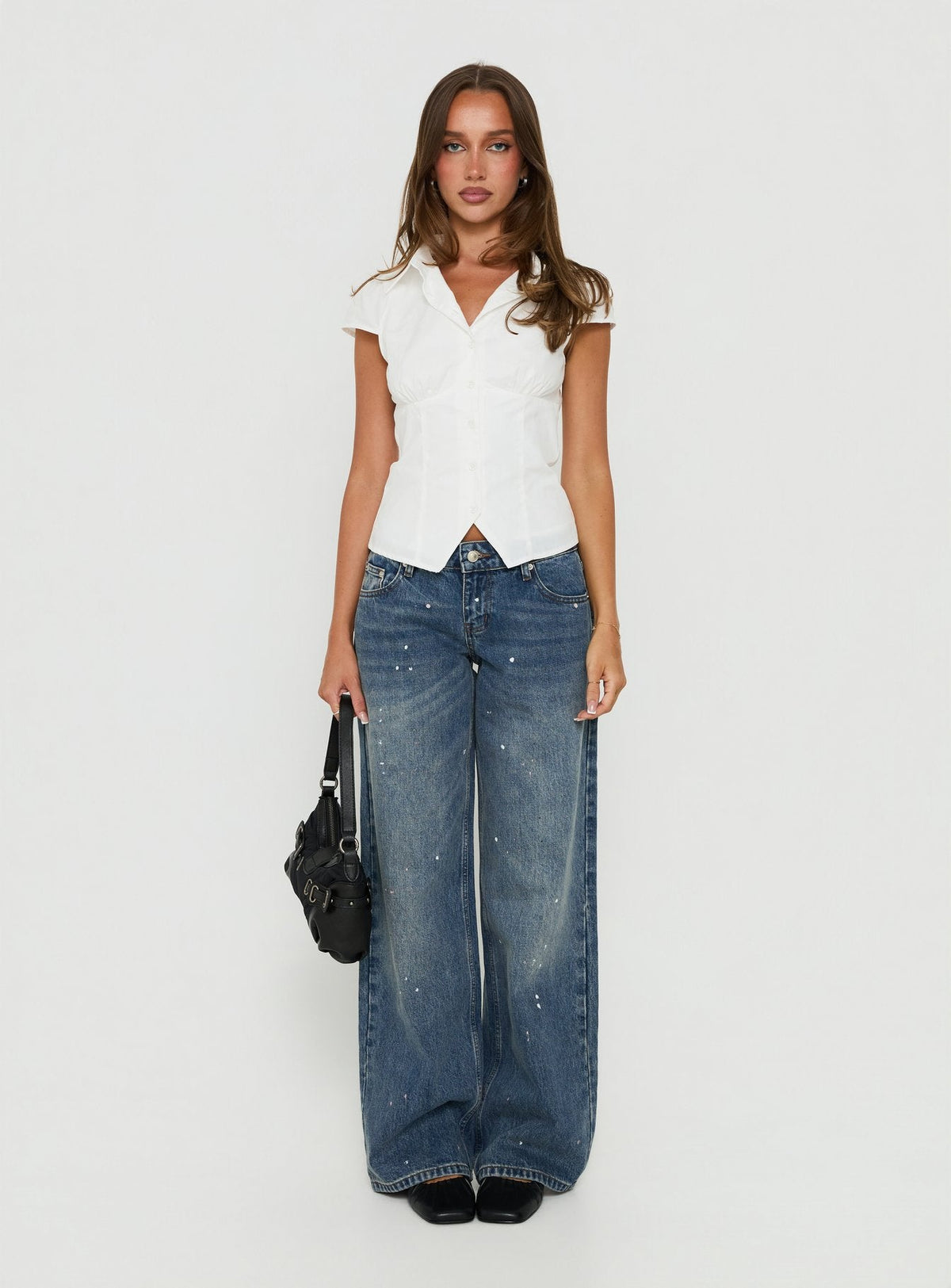 Kathi Collared Button Down Top White