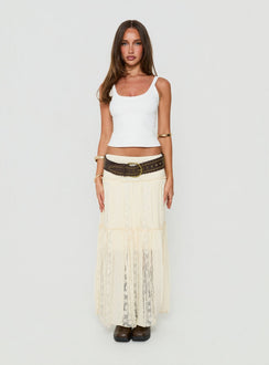 Odiana Lace Tiered Maxi Skirt Cream